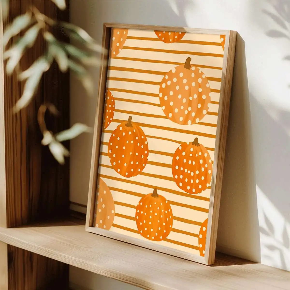 1pc 2D Flat Printed Pumpkin Artwork, Designed in A Retro Style, Perfect for Wall Decoration. This Unframed Canvas Painting Th