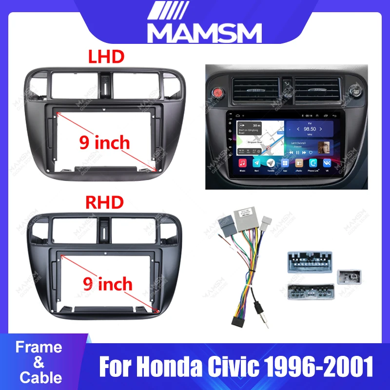 

Для Honda Civic 9-дюймовый 1996-2001 LHD/RHD большой экран Автомобильная панель стереосистемы 2 Din Адаптер Рамка Аудиоплеер Приборная панель Рамка.
