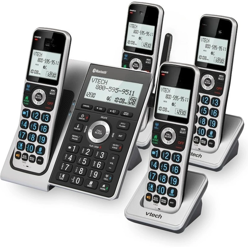 

VS306-5 DECT 6.0 5 Handsets Cordless Home Phone with Bluetooth, Answering System, Smart Call Blocker, Caller ID Announce