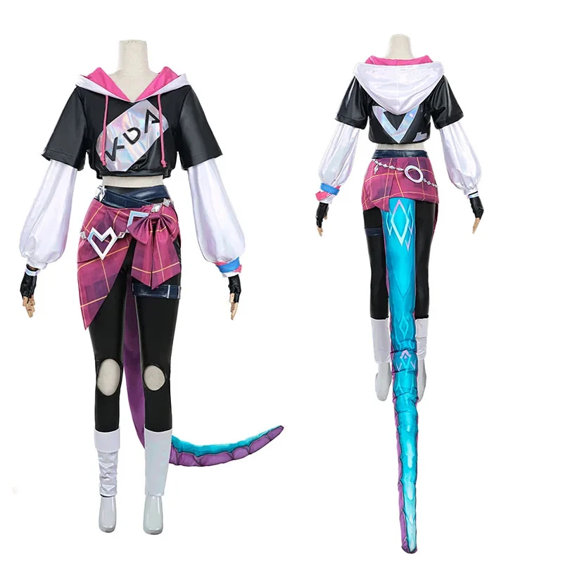 ROLECOS-Disfraz de juego LOL KDA Neeko para mujer, traje de fiesta de Halloween, conjunto completo con colas