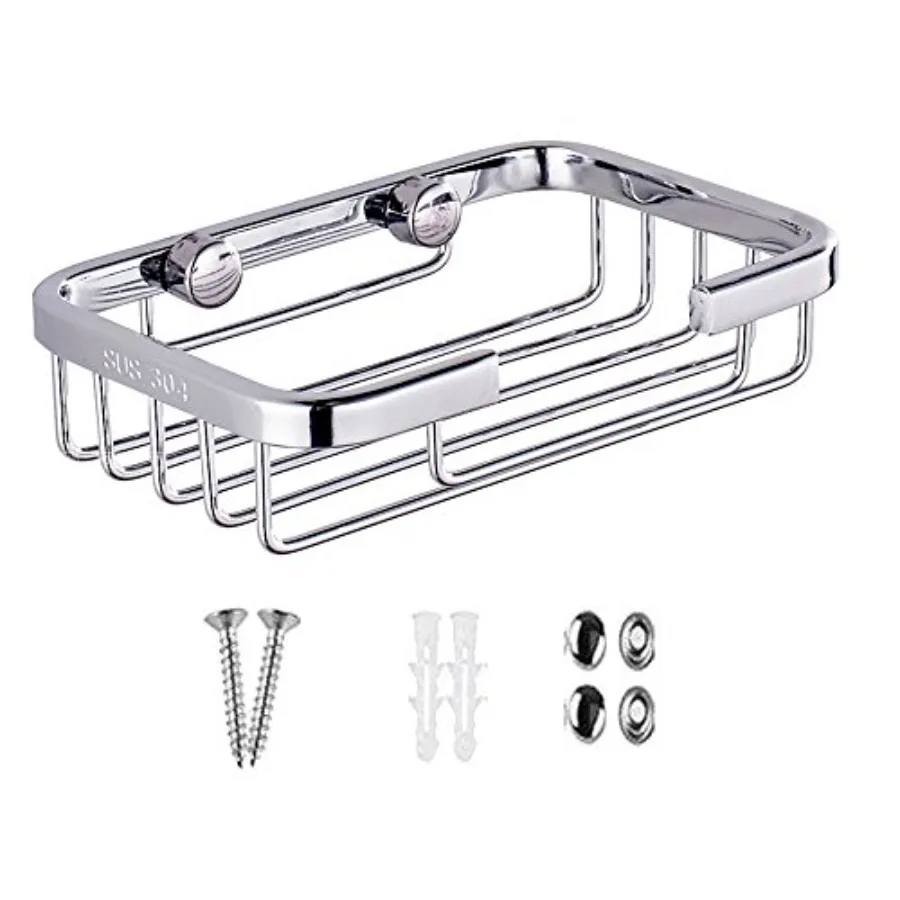 304 Stainless Steel Soap Dish Holder, Storage Soap Saver Wall Mounted for Kitchen Sink Bathroom Shower, Drainable and Rust Proo