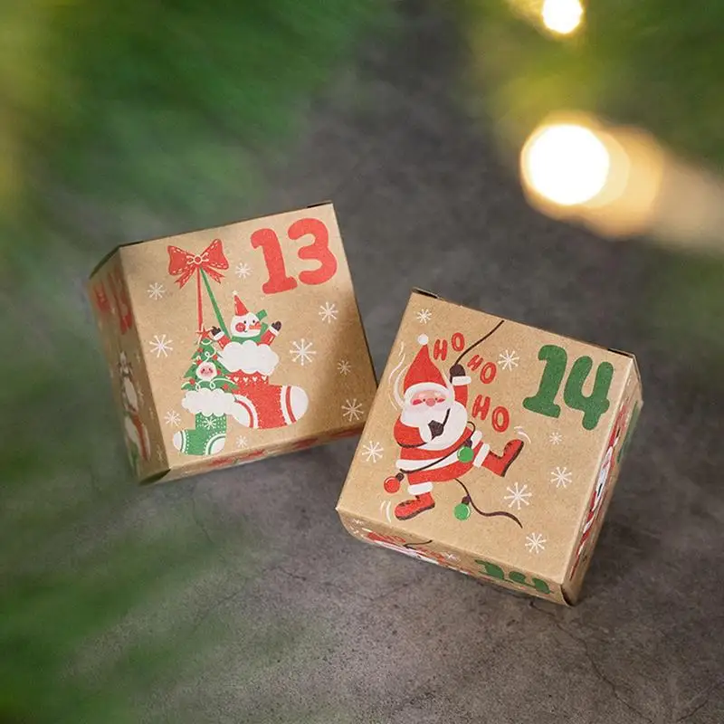عيد الميلاد مجيء صناديق التقويم ، لتقوم بها بنفسك العد التنازلي ، هدية عيد الميلاد ، ديكور المنزل للأطفال والكبار ، 24 يوما ، والمكاتب