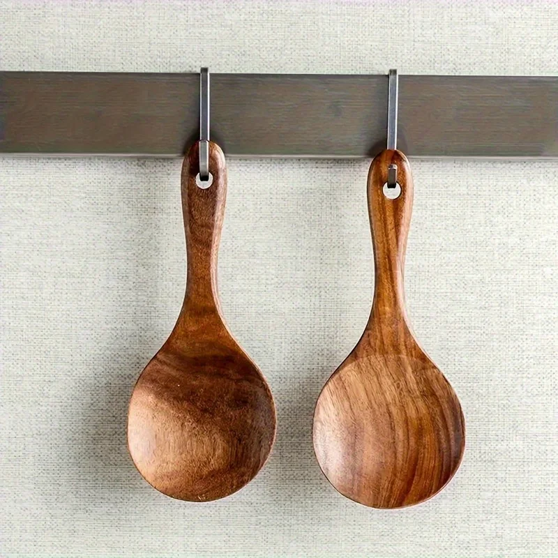 Rice Spoon, Household Rice Spoon Reusable Wooden Rice Spoon, Washable Kitchen Rice Spoon,Non-stick Rice Spoon,Simple Rice Spoon