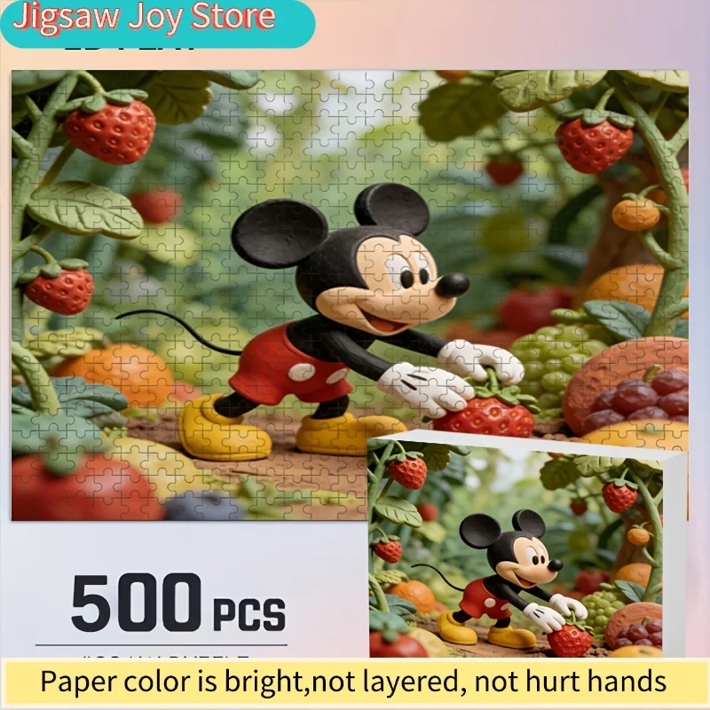 

500 шт. декоративных принтов Disney с Стичем и Микки для дома | 2D-пазл, идеально подходящий для головоломок для взрослых, подходит для семейных игр
