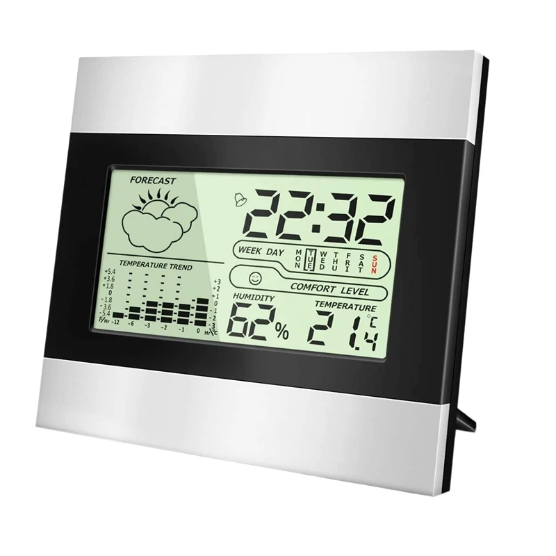 

FUFU цифровой внутренний электронный термометр, беспроводная метеостанция, измеритель температуры и влажности, дата, ЖК-будильник