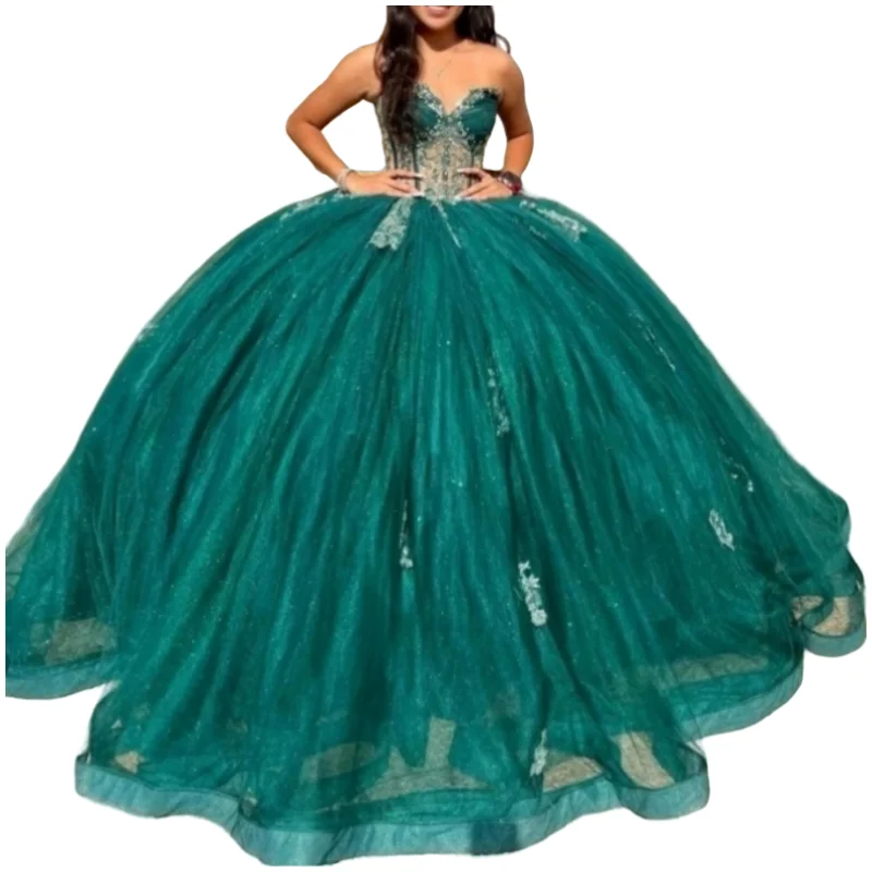 Ashey Alsa Eemreal-vestido verde De quinceañera para niña, ropa Formal De fiesta De cumpleaños, graduación y baile, 15 Años, 16 Años