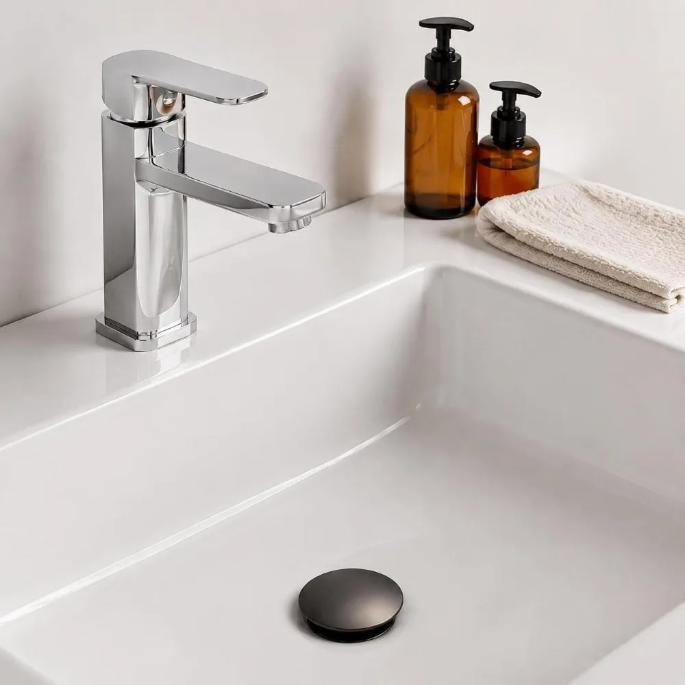 Deodorizing Push Bounce Drain Stopper Anti Clogging Without Overflow Sink Stopper Large Cover Gun Gray Sink Drain Bathroom