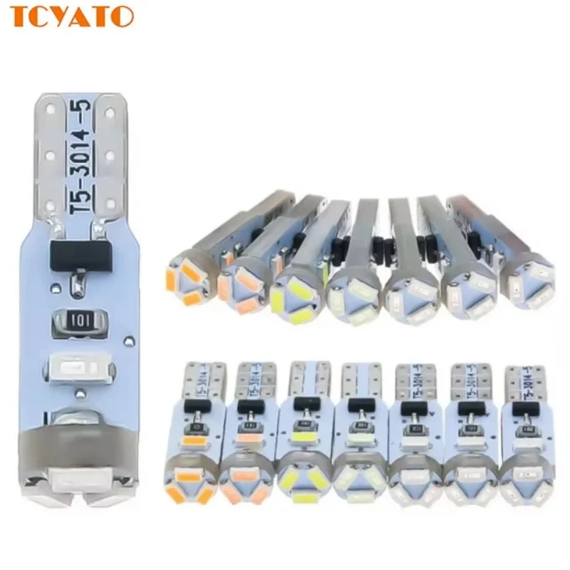 TCYATO 10/20pcs T5 car LED instrument light 5SMD 3014 air conditioning light indicator light central control light