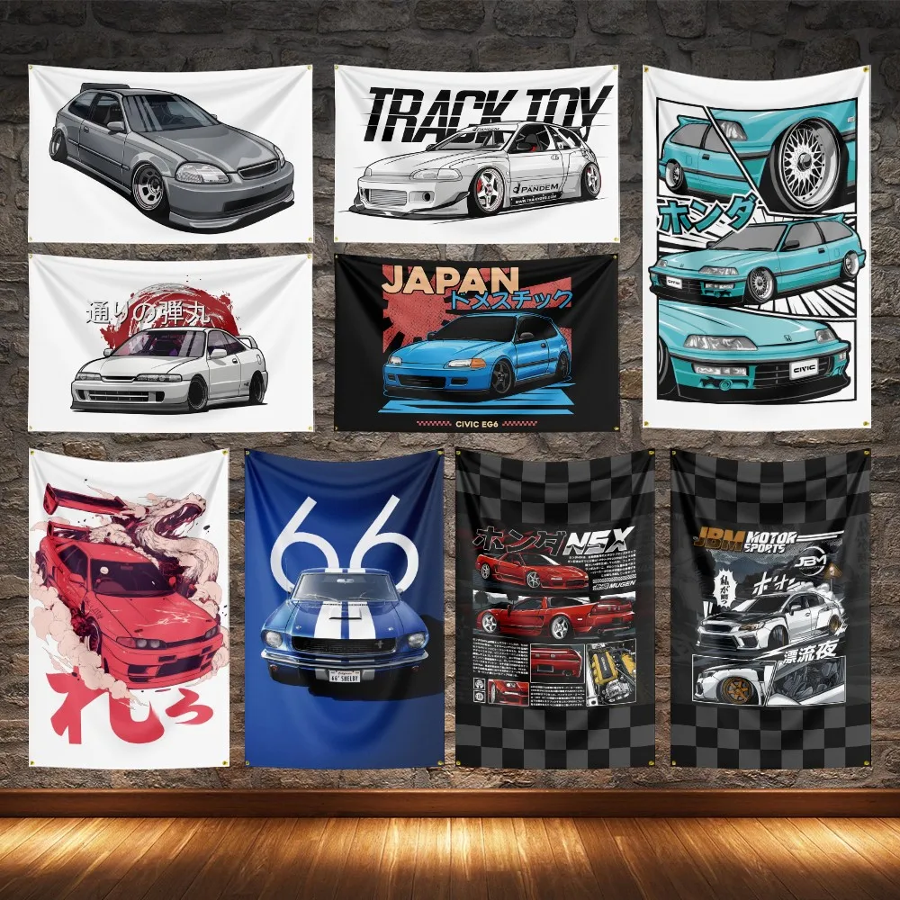 تصميم تعديل سباق السيارات العلم البوليستر الطباعة الرقمية سيارات راية للزينة #1