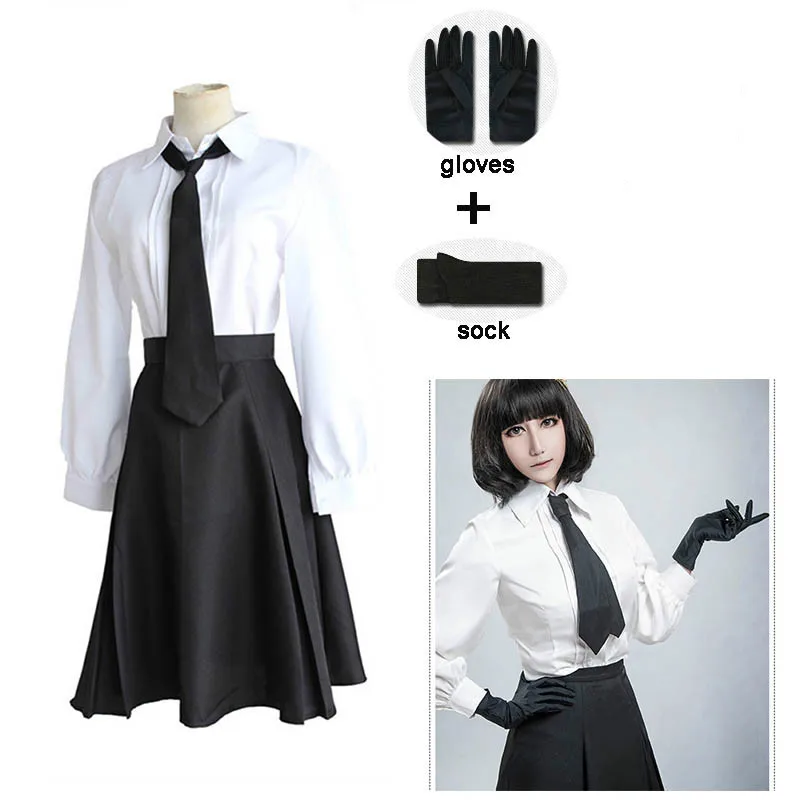 

Anime Bungo Stray Dogs Detective Agency Member Akiko Yosano Cosplay Costumes Shirt Skirt Tie Gloves School Uniform