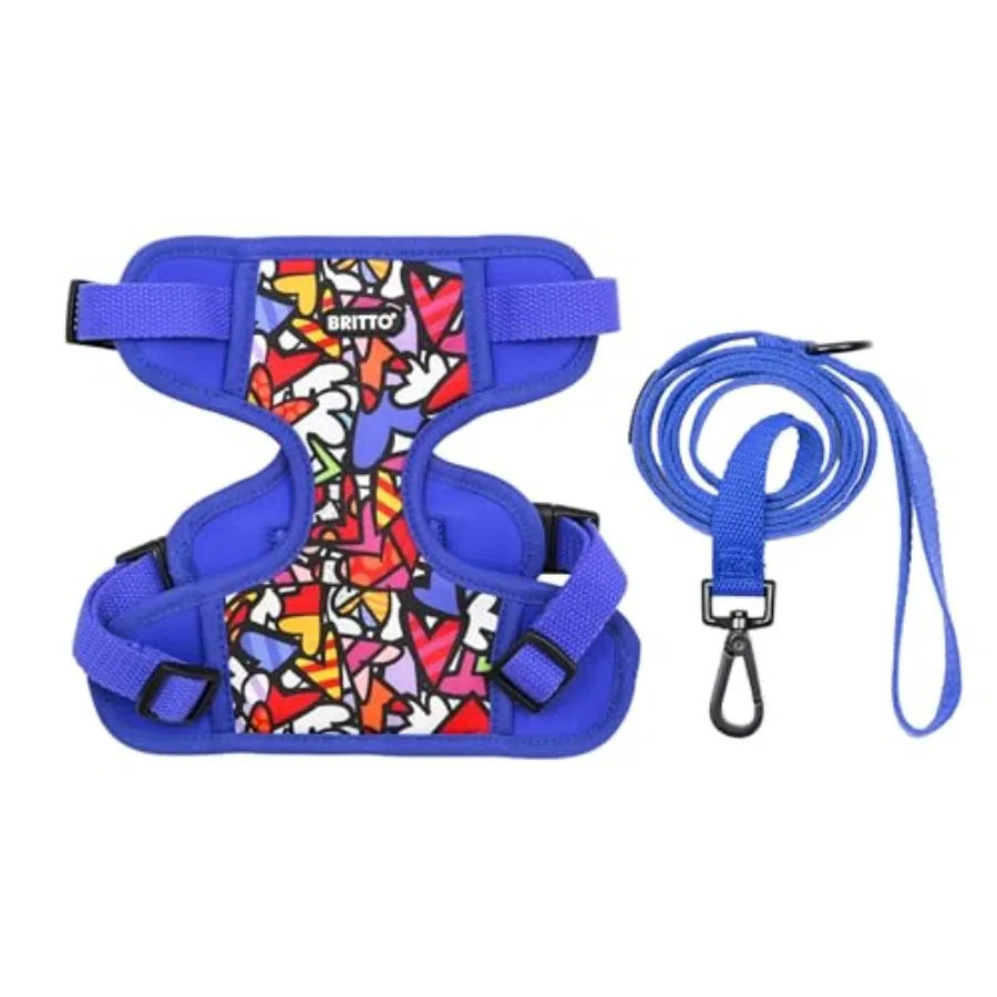 

Pet Harness and Leash Set Adjustable No Pull Dog and Cat Harness, Breathable Mesh, Durable, Colorful Designer Art for Small and