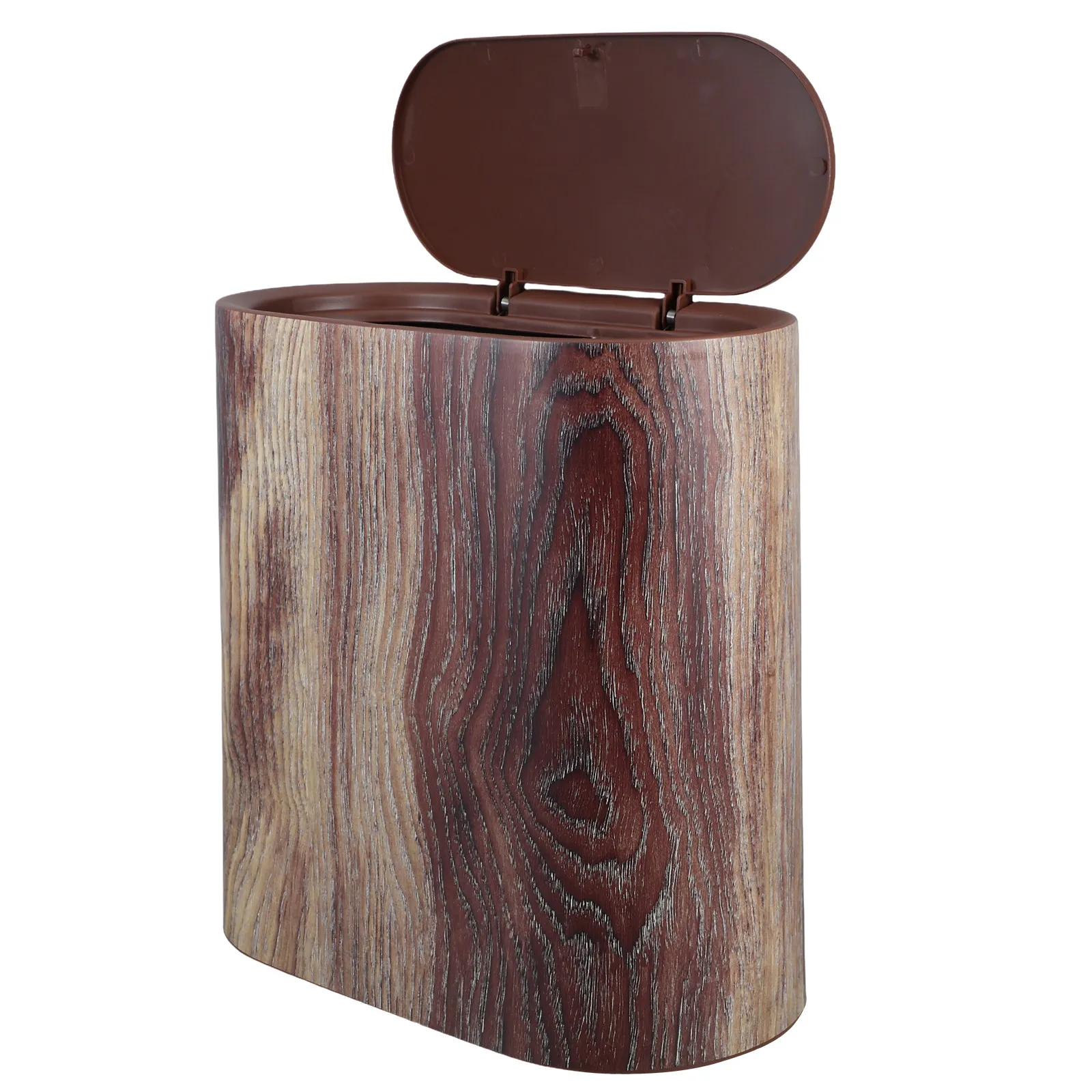

Compact Wood Grain Trash Can Lid Slim Space-Saving Waste Container for Bathroom Kitchen Living Room Office Garbage Can Bathroom