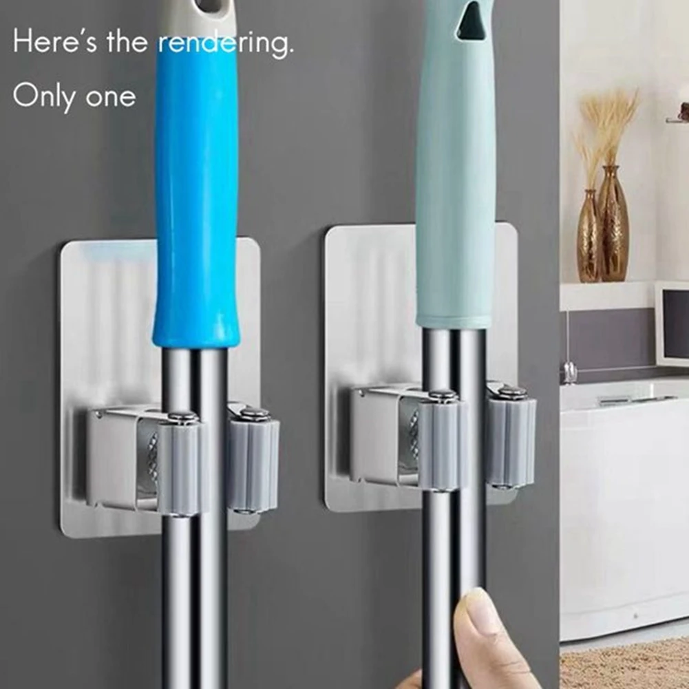 Wall Mounted Mop Household Adhesive Storage Hooks Hanger Kitchen Bathroom Organizer Suction Hanging Pipe