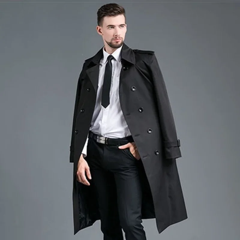 Men's Windbreaker New Autumn and Winter Slim Fit Double Breasted Business Leisure Long Coat  Guy's Cape
