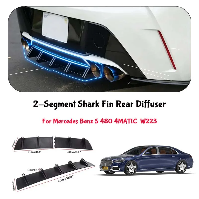 For Mercedes Benz S 480 4MATIC  W2 Shark Fin Rear Diffuser Split Chassis Spoiler Auto Aerodynamic Parts Aerodynamic Modification