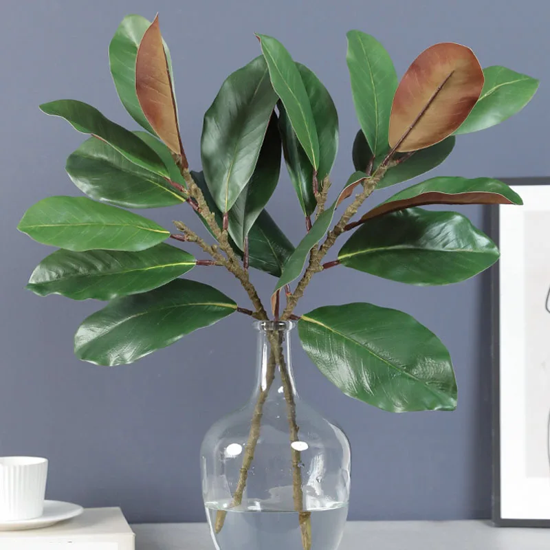 Simulated Plants, Green Plants,Home Furnishings, Indoor Gardens, Greening, Home Decoration, Artificial Simulated Magnolia Leaves