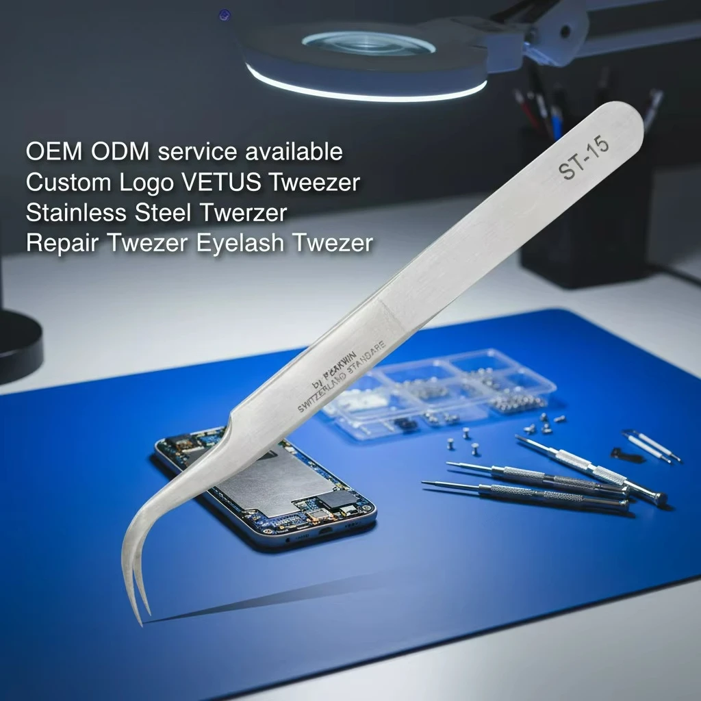 ST-10 11 12 13 14 15 16  17  ESD Pointed Stainless Steel Safe Antistatic Eyelash Extension Tweezer Tweezers Vetus Tweezer