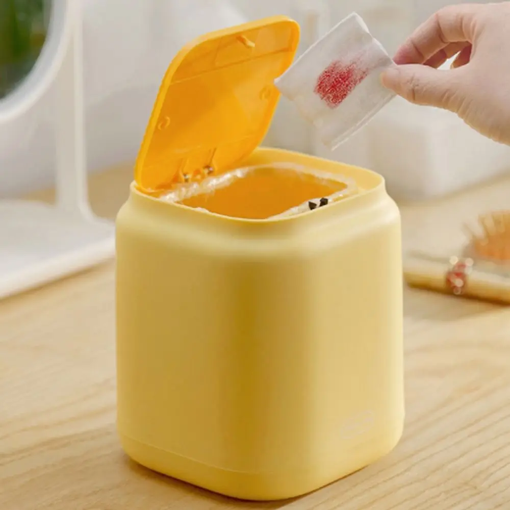 Small Cute Press Flip Garbage Storage Box Home Desktop Sundries Box Trash Can Paper Basket Waste Bins