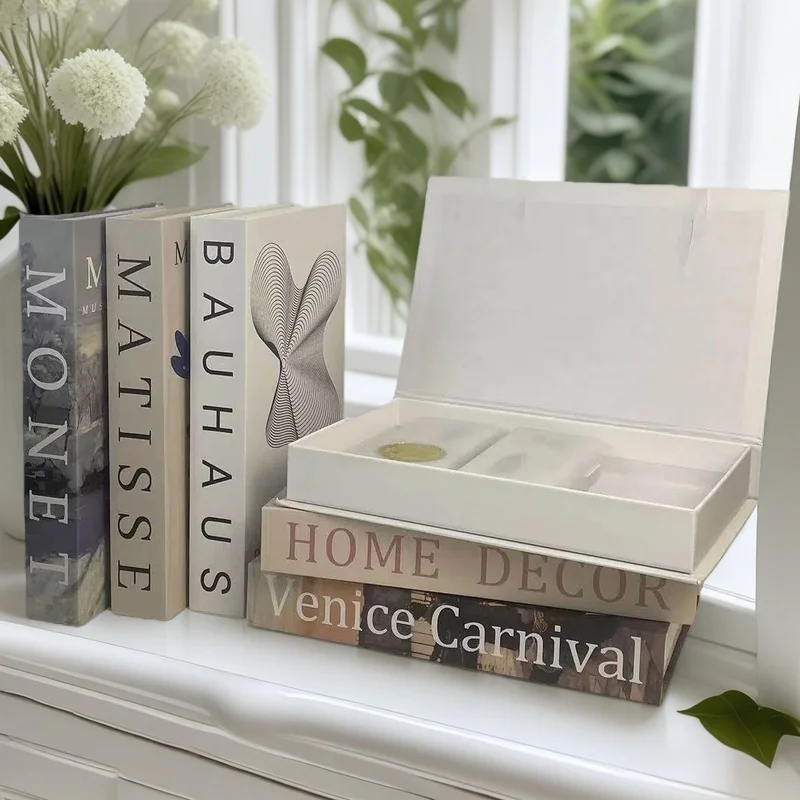 Caja de Almacenamiento Decorativa con Diseño de Libro Falso de Lujo, Libros Decorativos de Diseño Moderno para Mesa de Centro, Decoración de Dormitorio, Adornos para el Hogar, Estilo Nórdico