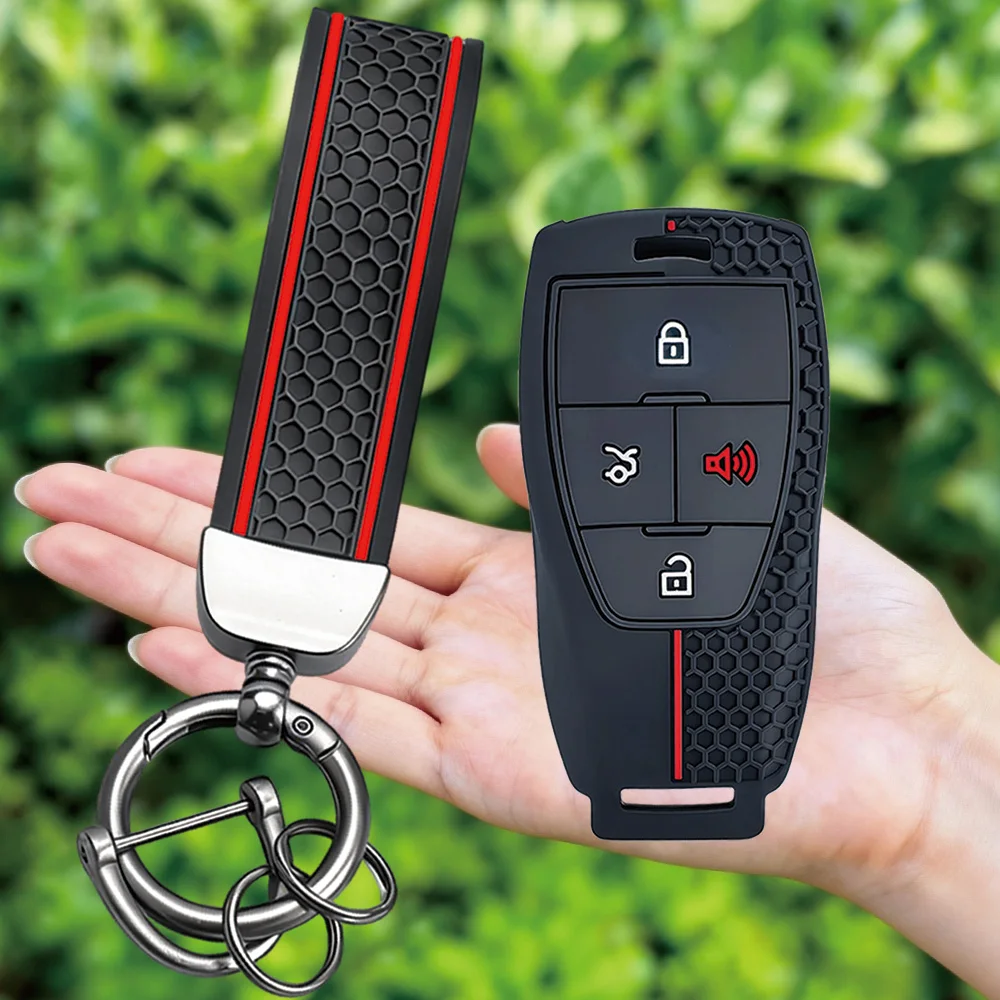 Hot Sale Silicone Keychain for Baic X55 X35 X75 Ii Evo 5 Beijing Bj40 Bj80 U7 X7 Remote Smart Auto Car Key Case Cover Fob Holder