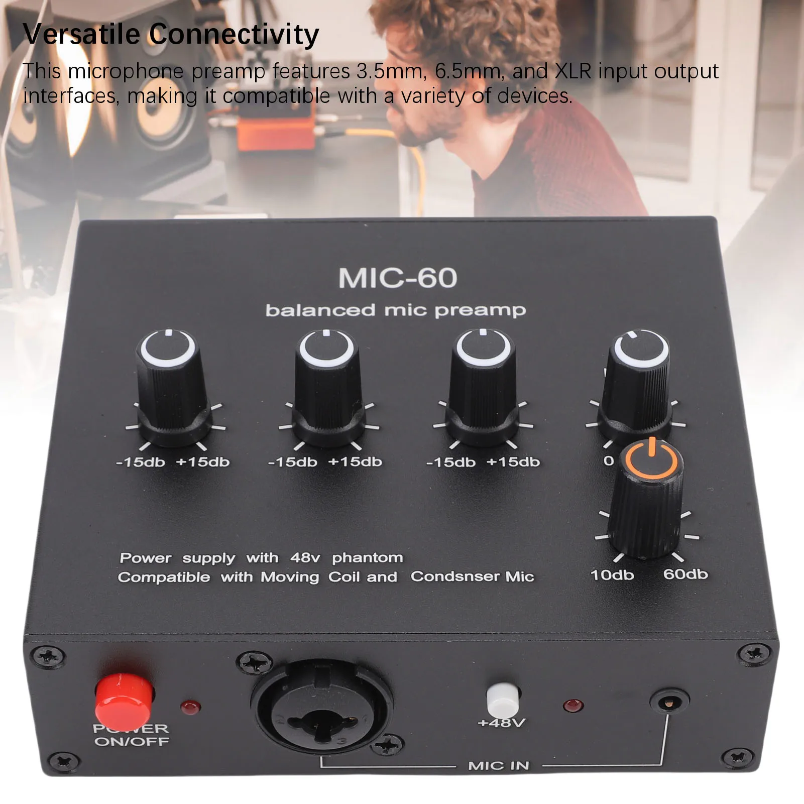 

Микрофонный предусилитель, усиление 60 дБ, регулировка высоких частот, альт-баса, универсальный микрофонный предусилитель 20 Гц-20 кГц для конденсаторных и динамических микрофонов