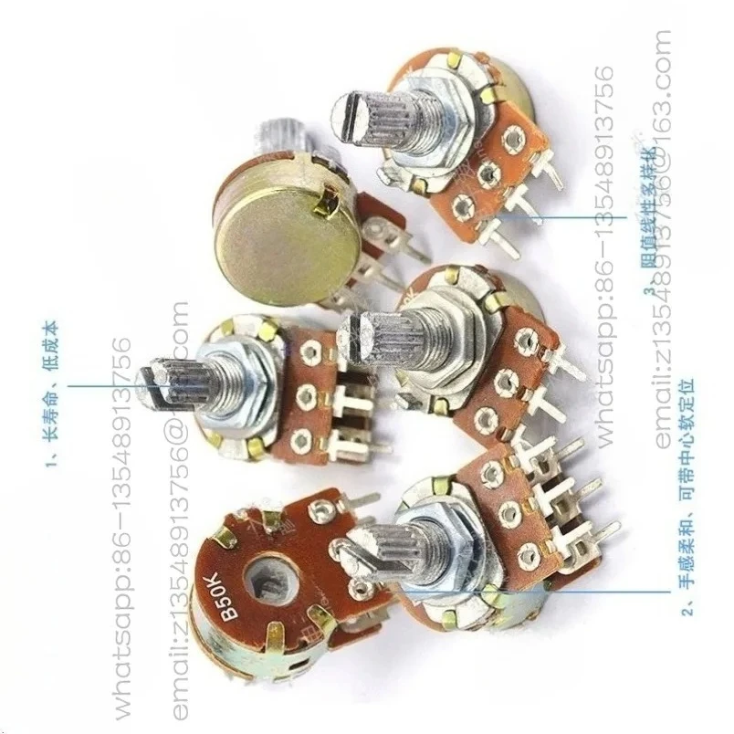 Single Potentiometer WH148 Adjustable Resistor 1K/B5K/B10K/B20K/B50K/B100K Sliding Varistor 5 Prices Factory Direct Sales