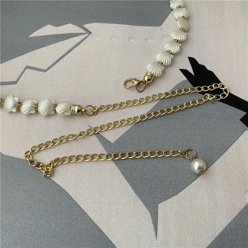 Fashion Women Pearl Shell Chain Belt Elegant Metal Thin Slim Waist Belts Dress Skirt Wild Waistbands Straps Clothes Accessories
