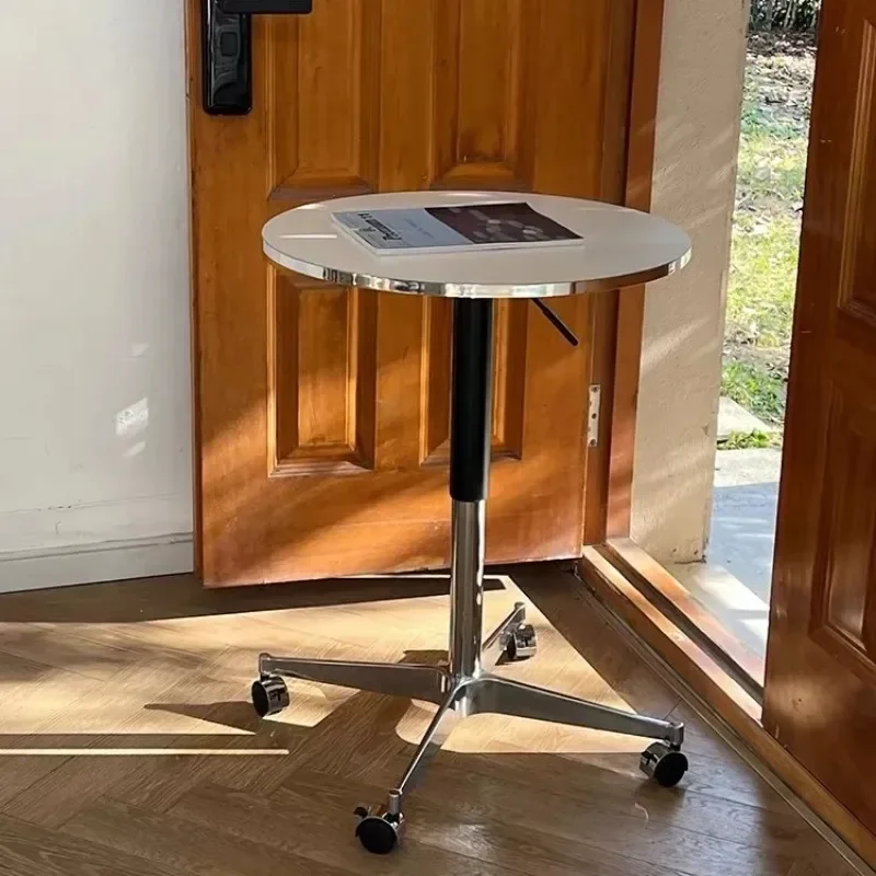 Medieval Style Simple Movable Dining Table Silver Edge Home Small Apartment Lifting Coffee Table Muebles De Recibidor