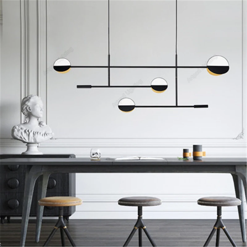 Imagem -02 - Luminária Pendente Led Moderna para Cozinha Sala de Jantar Metal Preto Dourado Ajustável Cabeças Lâmpada Industrial Móveis para o Quarto