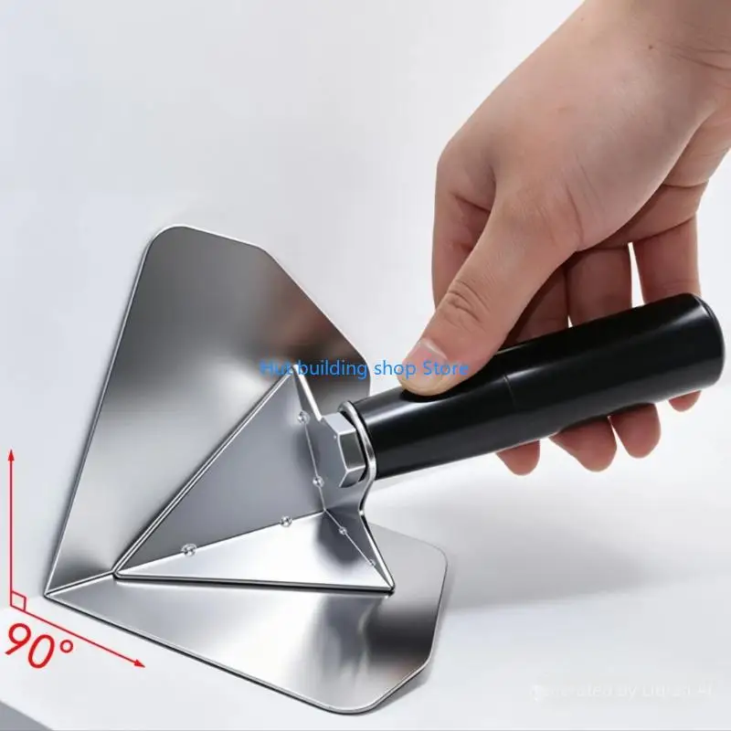 T21C Handheld Wall Corner Trowel Steel Finishing Tool with Reinforced Metal Body for Bricklaying Inside Shaping Putty Work