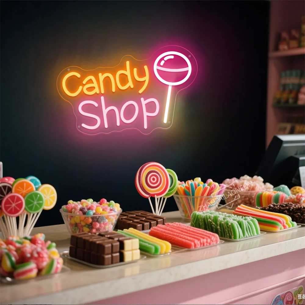 Candy Shop  LED Neon Candy USB Powered Neon Sign Night Light Wall Art & Game Room Bedroom Living Room Decor  Candy Bar Lamp Sign - view 2