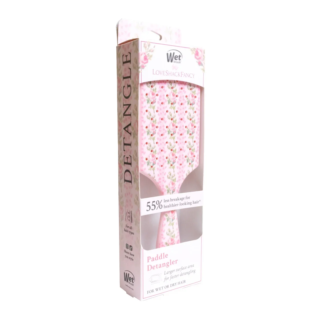 LoveShackFancy x Target  WetBrush Blooming Heirloom Paddle Detangler Brush Strawberry Macaroon