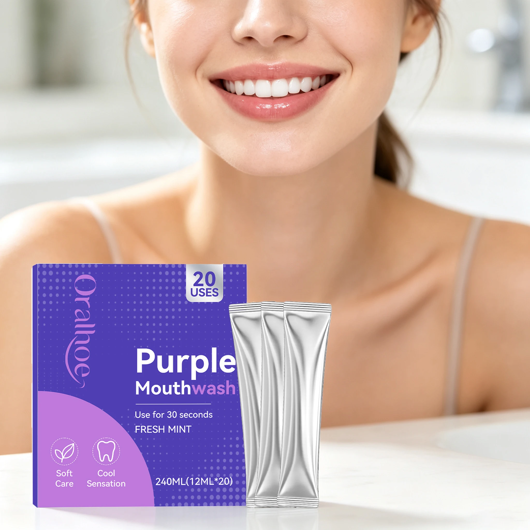 20PCS Dental Care Mouthwash Gentle Cleaning Teeth Stains Eliminate Bad Breath Relief Gum Discmfort Promote Oral Health Mouthwash