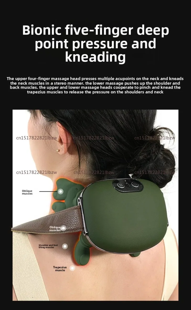 Finger Pressure Hot Compress Simulation Shoulder and Neck Massager Hind Legs Waist Heating Massage Therapist Deep Kneading