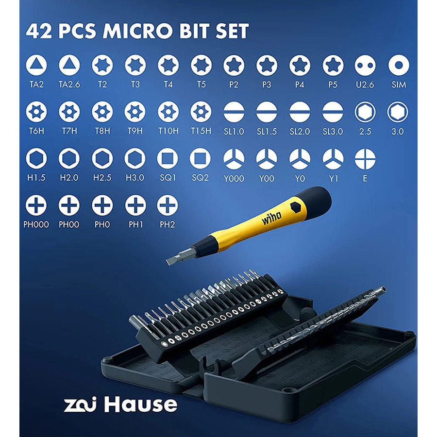 WIHA 41 in 1 Precision Anti-static Screwdriver Bit Set with 40 Bits Z6901C4