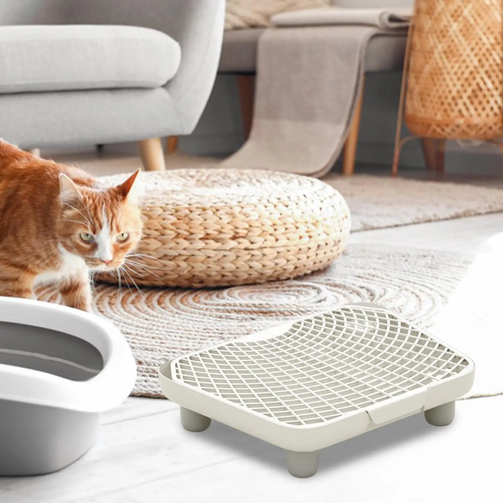 

Cat Litter Ramp Step Reusable Double Layered Anti Slip Litter Trapper Pet Supplies for Lavatory Kitten Living Room Bathroom