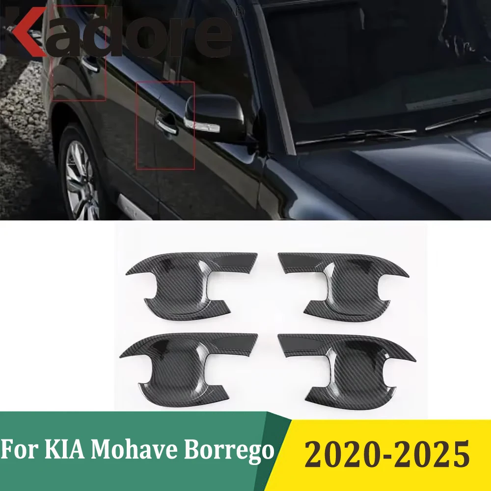 

For KIA Mohave Borrego 2020-2023 2024 2025 Carbon Fiber Side Door Handle Bowl Cover Trim Styling Sticker Exterior Accessories