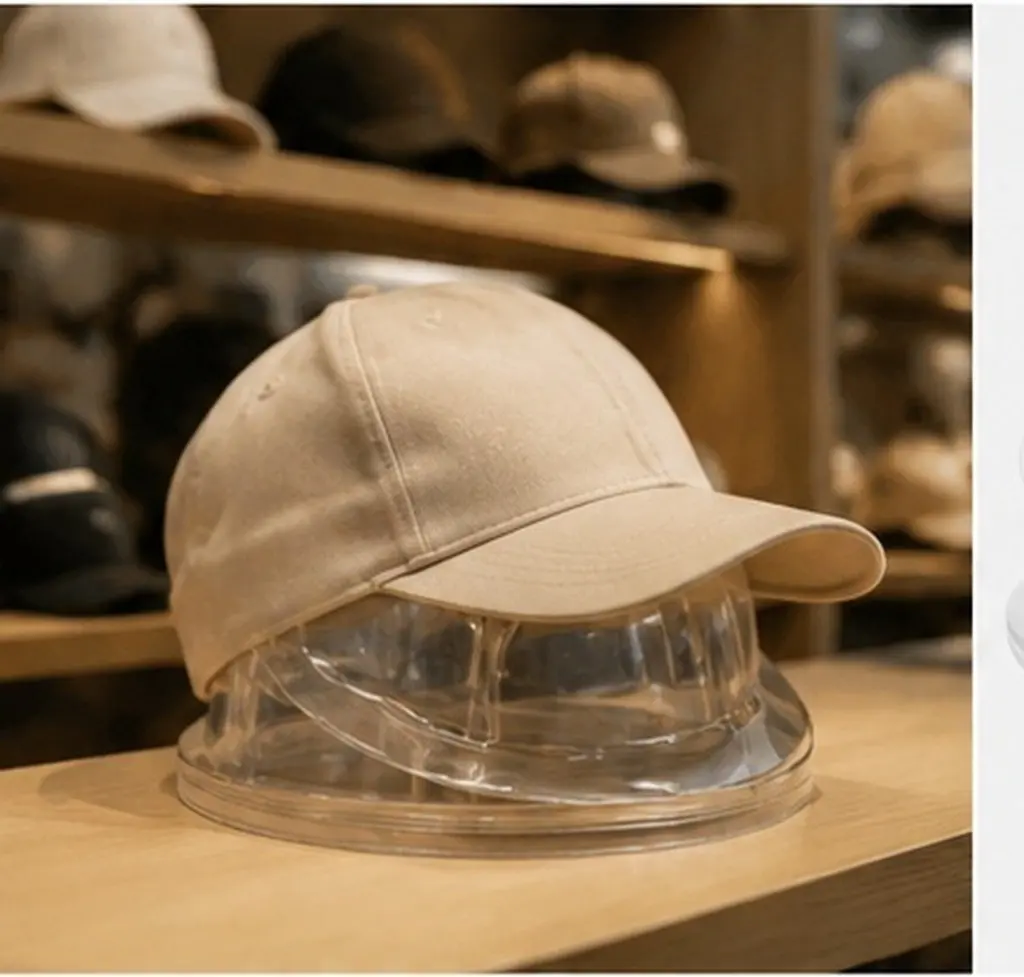 20Pcs Baseball Cap Display Holder Clear Short Brim Hat Shaper Anti Deformation Lightweight Cap Riser for Retail Store Window