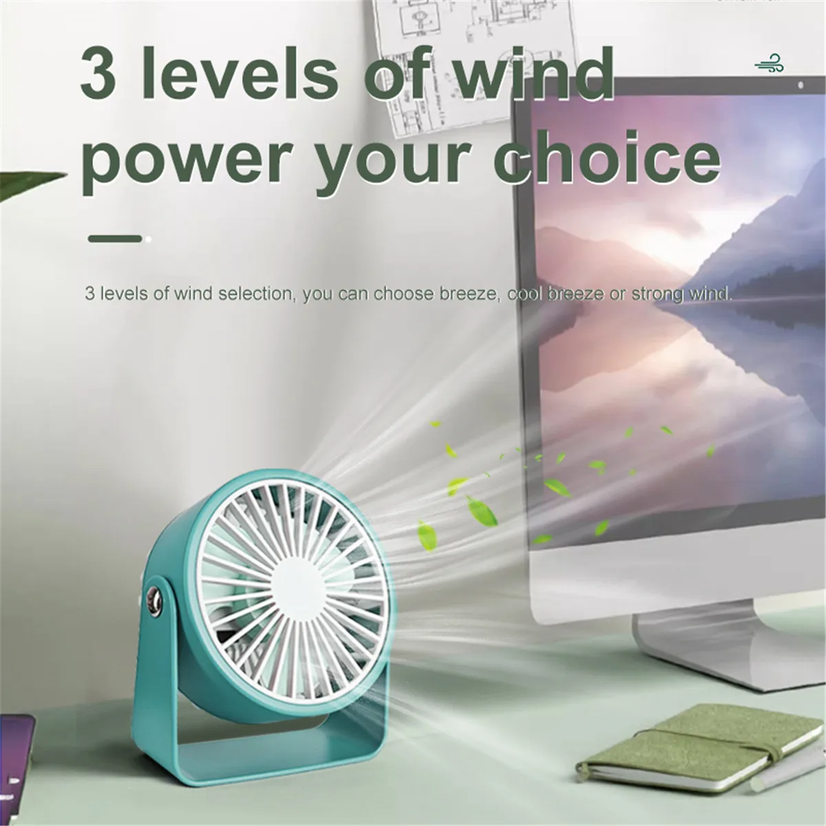 One piece desktop fan, handheld fan, small fan, long battery life, silent, easy to carry, mini small fan, strong wind power