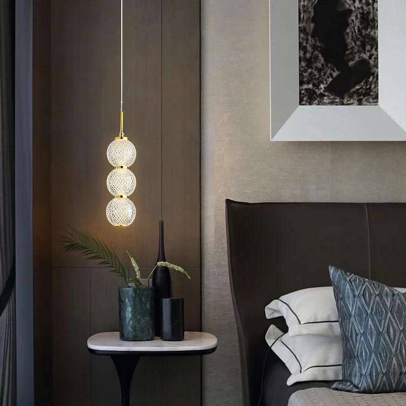 

2025 Transparent Acrylic Ball LED Pendant Lights Bedroom Parlor Dining Room Hanging Lamp Height Adjustable Dropshipping