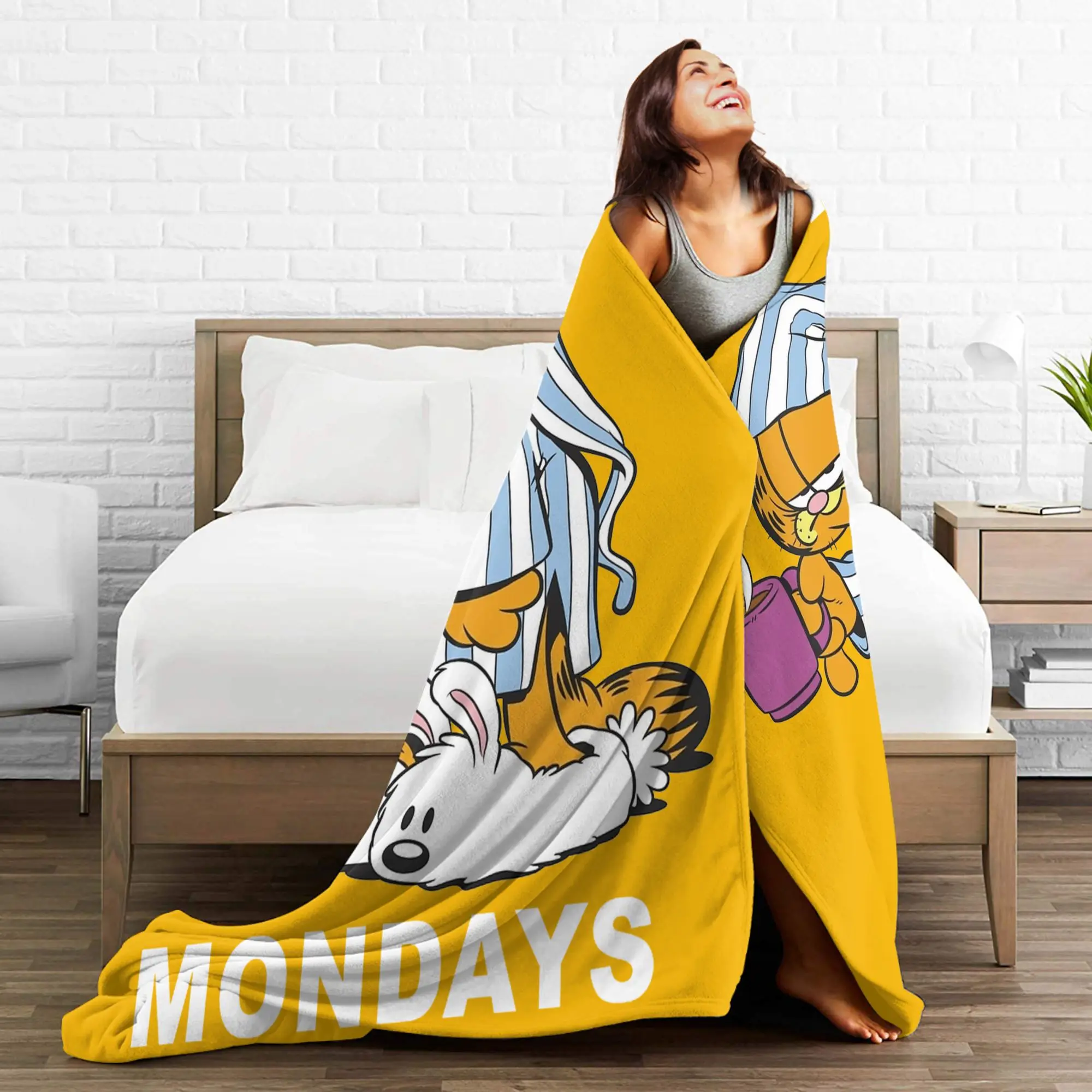 أنا أكره يوم الاثنين بطانية القهوة غارفيلد القط الصوف رمي بطانية الصيف تكييف الهواء الديكور لينة الدافئة المفارش ،