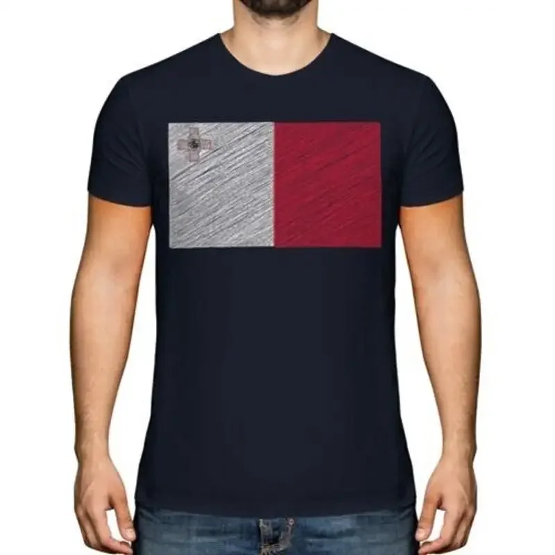 Malta Scribble Flagge Herren T-Shirt Geschenk Maltesisch Fußball