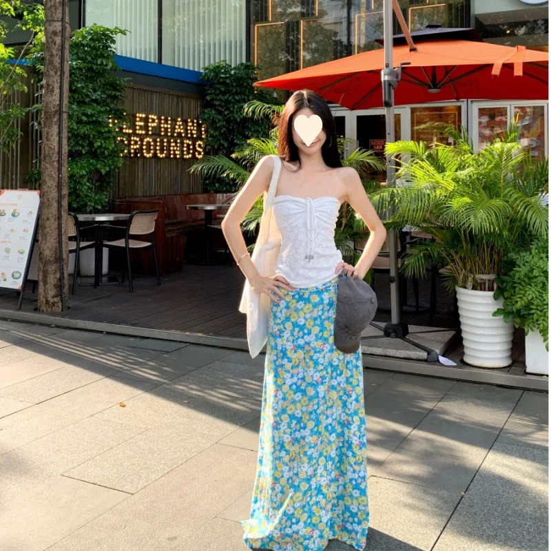 

Женская блузка с цветочным принтом и завязками на шее, приталенная, с высокой талией, с рукавом до локтя, новый летний стиль