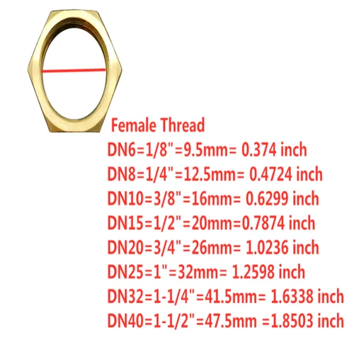 Imagen 2 del producto Tuercas de bloqueo hexagonales de latón, tuerca de brida de montaje de tubería de 1/8 ""1/4"" 3/8 ""1/2"" 3/4 ""1"", rosca hembra BSP, tapa de vástago Hexagonal