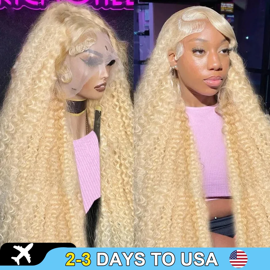 Brazilian Curly 613 Gold Color 13x4 Melt Skin Lace Front Wig Deep Wave Blonde 13x6 Full HD Lace Frontal Wig Human Hair For Women