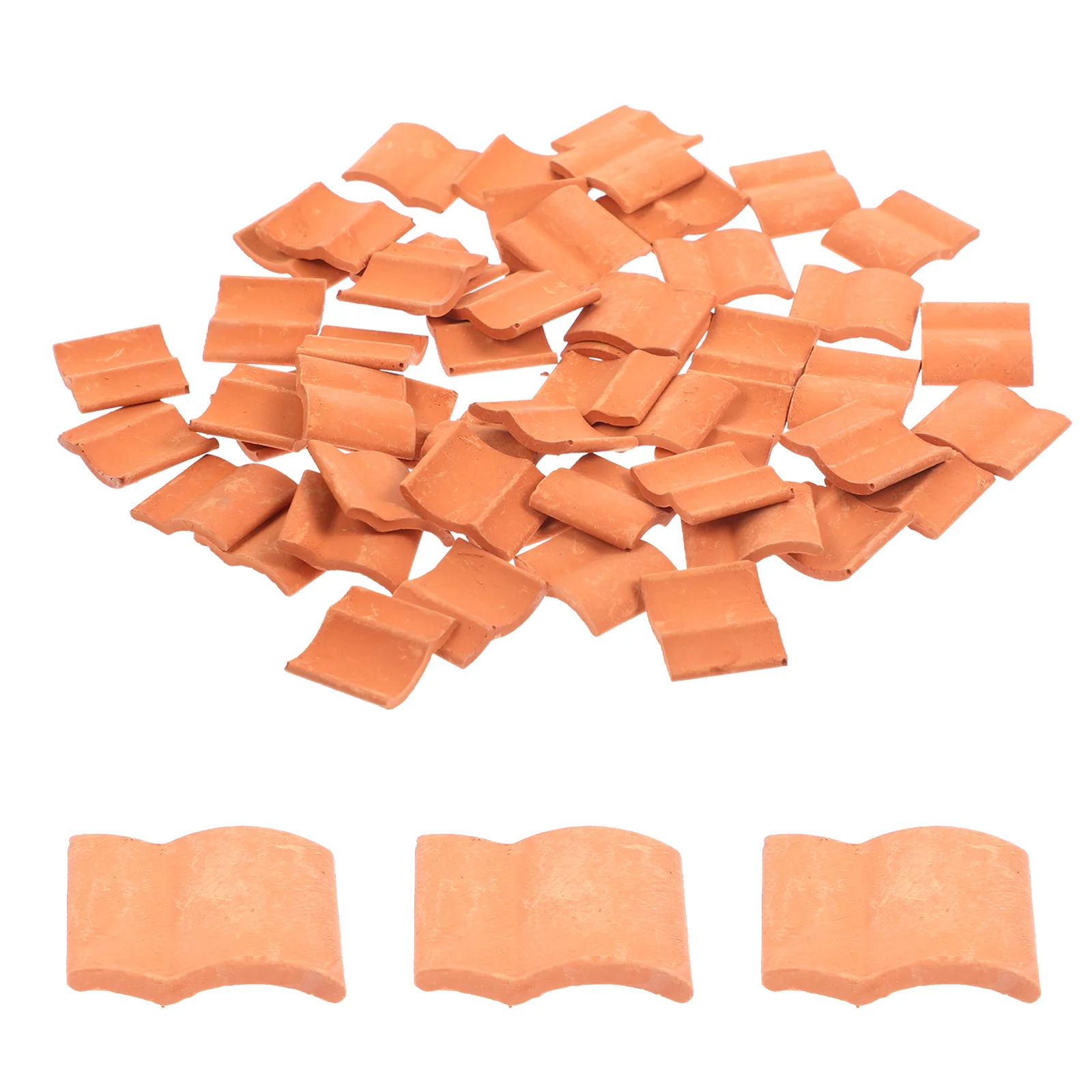 50 Pcs Mini Bricks Toys DIY Miniature Roof Tiles Clay Crafts Garden Lifelike Small Simulated Model Sand Table Child Fake