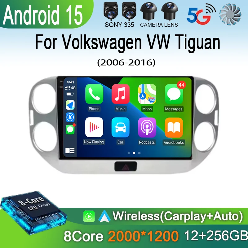 

Car Radio For Volkswagen VW Tiguan 2006 2010 2016 Golf Plus Wireless Carplay Android 14 Auto Car Stereo Multimedia Player 4G GPS