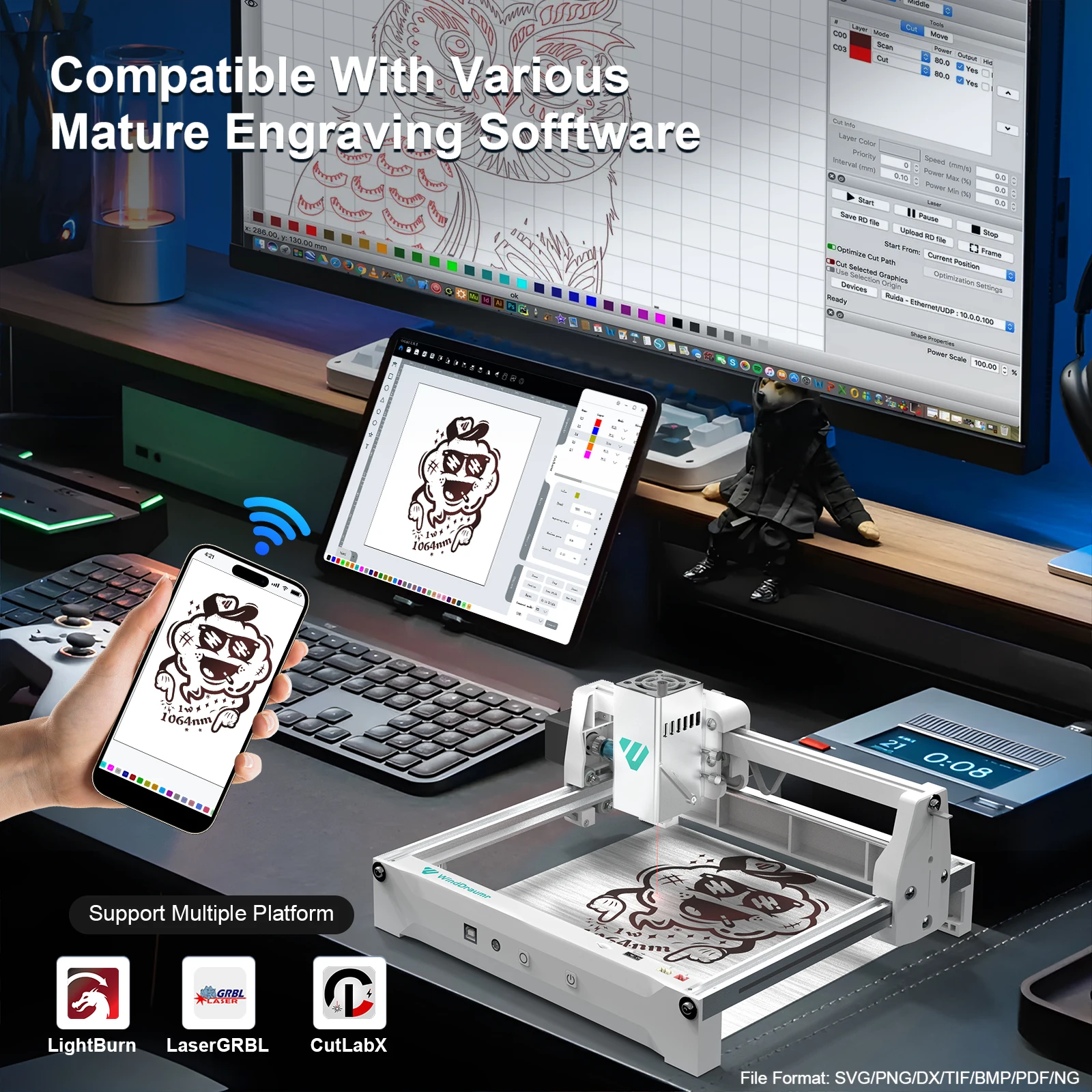 WindDraumr P1 Ultra Laser Engraver 1W 1064nm Macchina per incisione laser a infrarossi per metallo oro argento plastica inossidabile fai da te