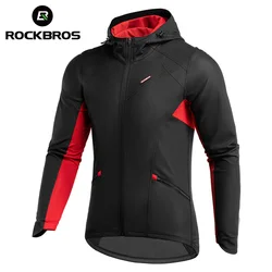 ROCKBROS Thermal Fleece Bike Jackets Reflective Windproof Keep Warm Hooded Jacket Winter Sports MTB Road Bicycle Cycing Top Coat