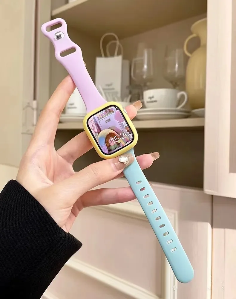 Ремешок силиконовый для Apple Watch Band 38/42/40/44 мм, мягкий тонкий резиновый браслет для Iwatch 49Ultra 9 8 7 6 5 4 3 2 41/45 мм